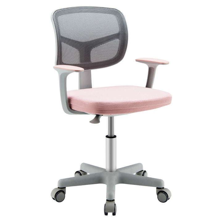 Pink adjustable kids mesh study chair, front view