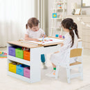 Kids art table and two chairs, Natural, HY10241 six-bin and 10 m paper configuration, craft activity lifestyle