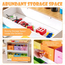 Kids art table and two chairs, Natural, HY10241 six-bin and 10 m paper configuration, six removable side storage bins