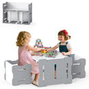 Grey and white table and two chairs with an inset showing the compact nested arrangement
