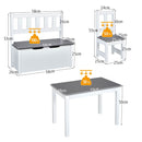 Dimensions and individual table, chair and bench loads for the grey furniture set