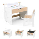 Elephant art table and chair with removable-top storage and blackboard views