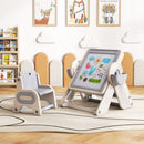 Beige and grey HY10309 set with the tabletop tilted into an art easel