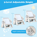 HY10309 easel height settings of 73, 79 and 84 cm with height-lock detail