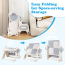 HY10309 folding sequence and folded table stored beside its matching chair