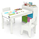 Kids Art Table and Two Chairs with Paper Roll and Four Bins – White – view 3
