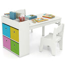 Kids Art Table and Two Chairs with Paper Roll and Four Bins – White – view 4