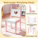 Matching pink and white chair with a heart-shaped backrest opening