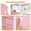Vanity drawer slides, cloud handles, side shelf rails and wipe-clean surface