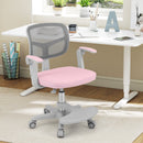 Kids Swivel Study Chair with Adjustable Footrest and Arms – Pink, chair beside desk; desk and accessories excluded