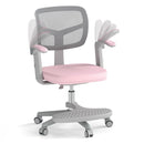Kids Swivel Study Chair with Adjustable Footrest and Arms – Pink, rotating armrests