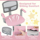 Kids Swivel Study Chair with Adjustable Footrest and Arms – Pink, mesh back and removable cushion