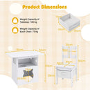 Supplier dimensions for the white table and chairs set