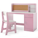 Pink-and-white study desk and matching chair
