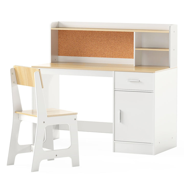 Natural-and-white study desk and matching chair