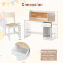 Natural-and-white study desk and chair dimensions