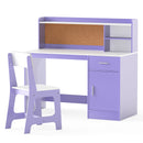 Purple-and-white study desk and matching chair