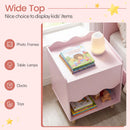 Raised edges around the Pink bedside tabletop