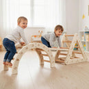 Climbing pieces arranged together indoors