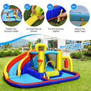 Inflatable Water Park with Curved Slide and 680W Blower – inflation anchoring and hose setup