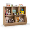 Five-cubby kids book and toy storage cabinet, Natural, product view 02