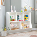 Five-cubby kids book and toy storage cabinet, White, product view 01