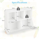 Five-cubby kids book and toy storage cabinet, White, product view 04
