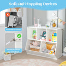Five-cubby kids book and toy storage cabinet, White, product view 08