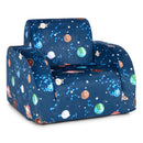 Kids 3-in-1 Flip-Out Sofa Chair in Blue Planet Print – Blue – product view