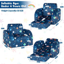 Kids 3-in-1 Flip-Out Sofa Chair in Blue Planet Print – Blue – detail view
