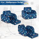 Kids 3-in-1 Flip-Out Sofa Chair in Blue Planet Print – Blue – detail view