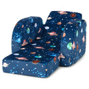 Kids 3-in-1 Flip-Out Sofa Chair in Blue Planet Print – Blue – detail view