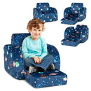 Kids 3-in-1 Flip-Out Sofa Chair in Blue Planet Print – Blue – detail view