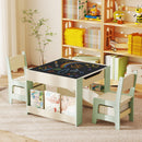 Kids Activity Table and Two Chairs with Side Bookshelves – Green product view 1