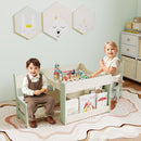 Kids Activity Table and Two Chairs with Side Bookshelves – Green product view 5