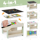 Kids Activity Table and Two Chairs with Side Bookshelves – Green product view 7