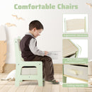 Kids Activity Table and Two Chairs with Side Bookshelves – Green product view 9