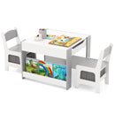 Kids Activity Table and Two Chairs with Side Bookshelves – Grey product view 2