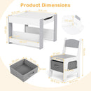 Kids Activity Table and Two Chairs with Side Bookshelves – Grey product view 4