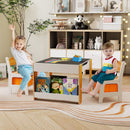 Kids Activity Table and Two Chairs with Side Bookshelves – Natural product view 2