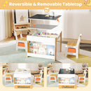 Kids Activity Table and Two Chairs with Side Bookshelves – Natural product view 6