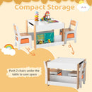 Kids Activity Table and Two Chairs with Side Bookshelves – Natural product view 9