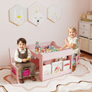 Kids Activity Table and Two Chairs with Side Bookshelves – Pink product view 2