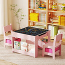 Kids Activity Table and Two Chairs with Side Bookshelves – Pink product view 6
