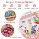 Kids Activity Table and Two Chairs with Side Bookshelves – Pink product view 7