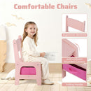 Kids Activity Table and Two Chairs with Side Bookshelves – Pink product view 8