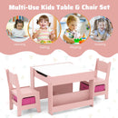 Kids Activity Table and Two Chairs with Side Bookshelves – Pink product view 9