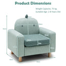 Kids Animal Armchair with Beech Wood Legs – Green (Dinosaur appearance) – detail view