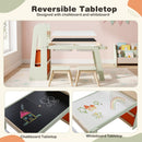 Kids Art and Sensory Table with Two Stools – reversible chalkboard and whiteboard