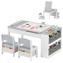 Kids Art Easel Table and Two Chairs with Storage Bins, Grey, view 3